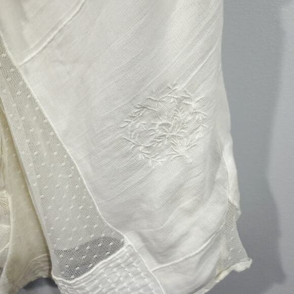 Lauren Ralph Lauren Patchwork Tulle Gauze Blouse Ivory Lined Tank Size M - Picture 4 of 5